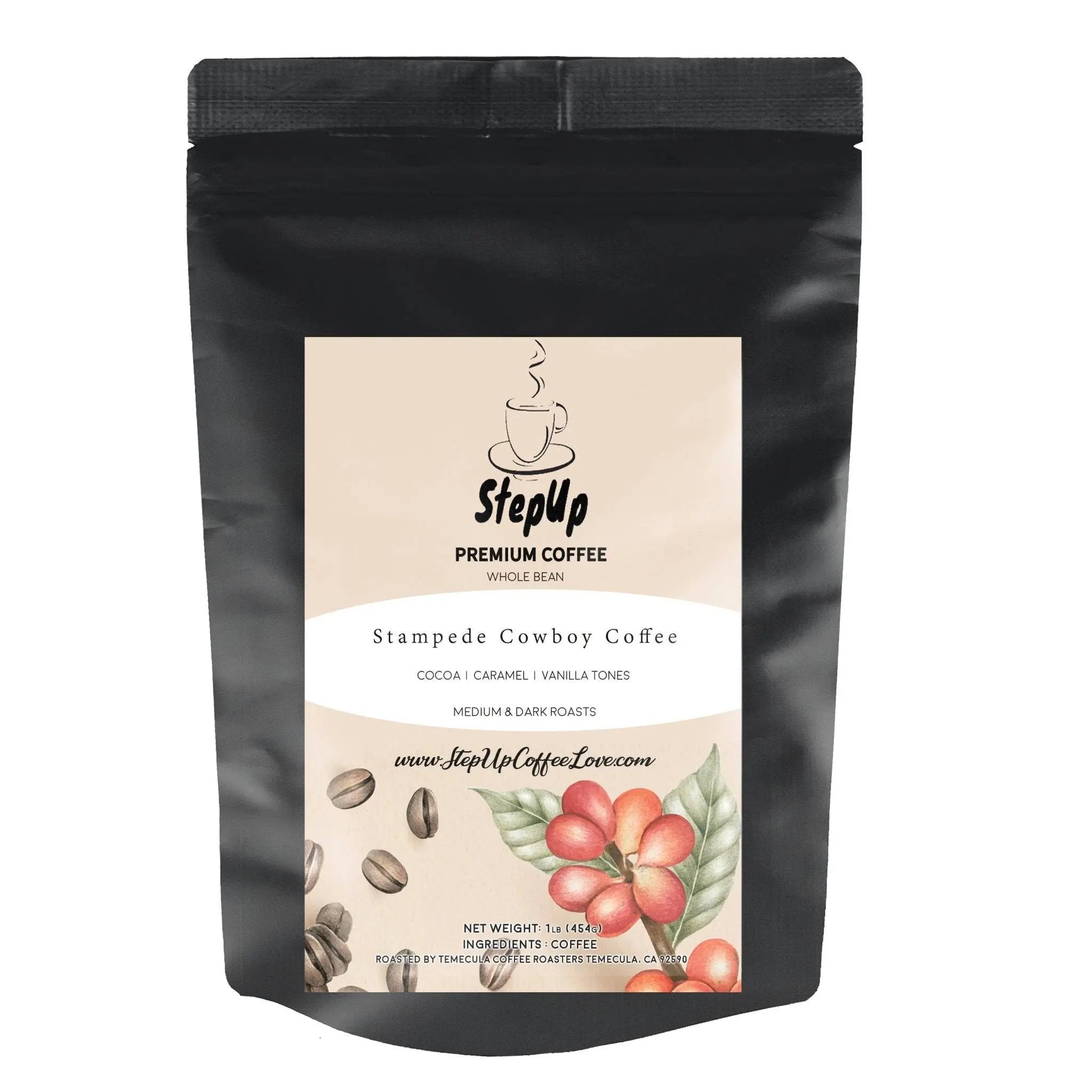 Stampede Cowboy Blend, Medium & Dark Roast Standard, Whole, Espresso 12oz-12 lb.